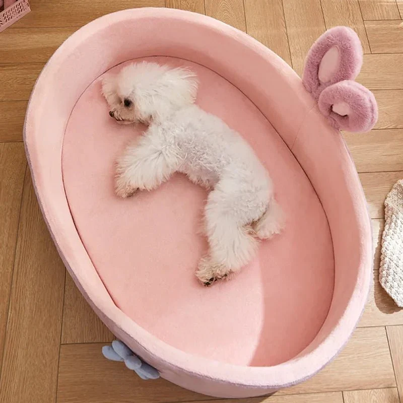 Panier Velours Côtelé Rose Chien Princesse