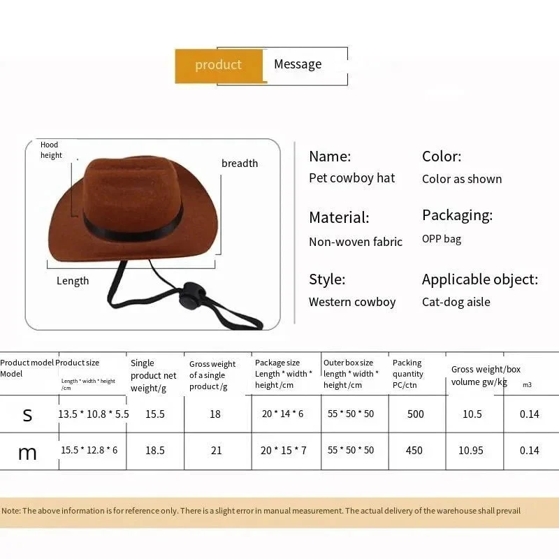 Chapeau Cowboy Western Costume Chien Original