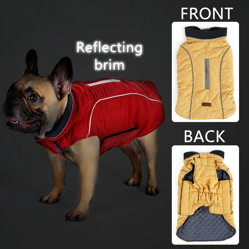 Manteau Rétro Matelassé Col Côtelé Grand Chien