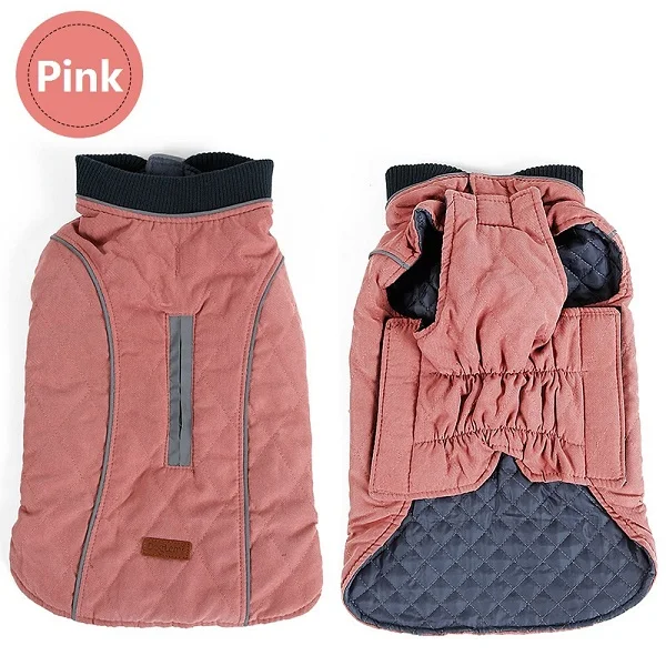 Manteau Rétro Matelassé Col Côtelé Grand Chien