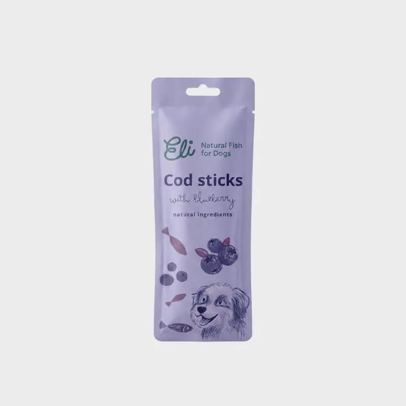 FRIANDISES POUR CHIEN - STICKS MORUE ET MYRTILLES