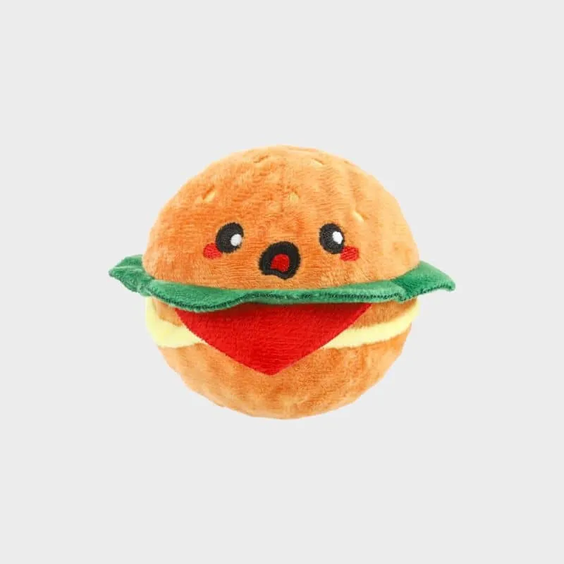PELUCHE AVEC BALLE POUR CHIEN - HAMBURGER 🍔