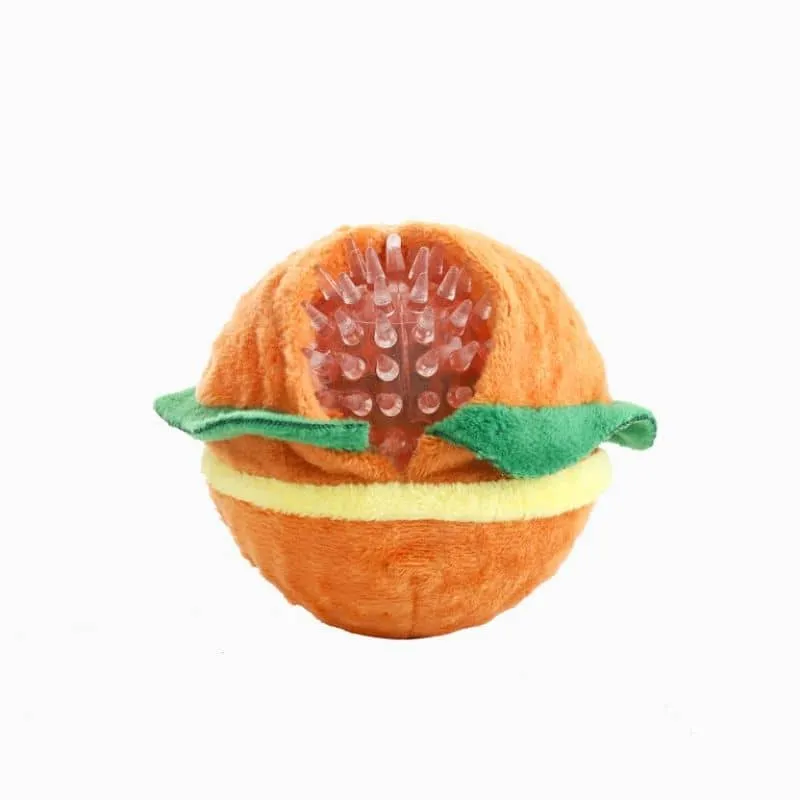 PELUCHE AVEC BALLE POUR CHIEN - HAMBURGER 🍔