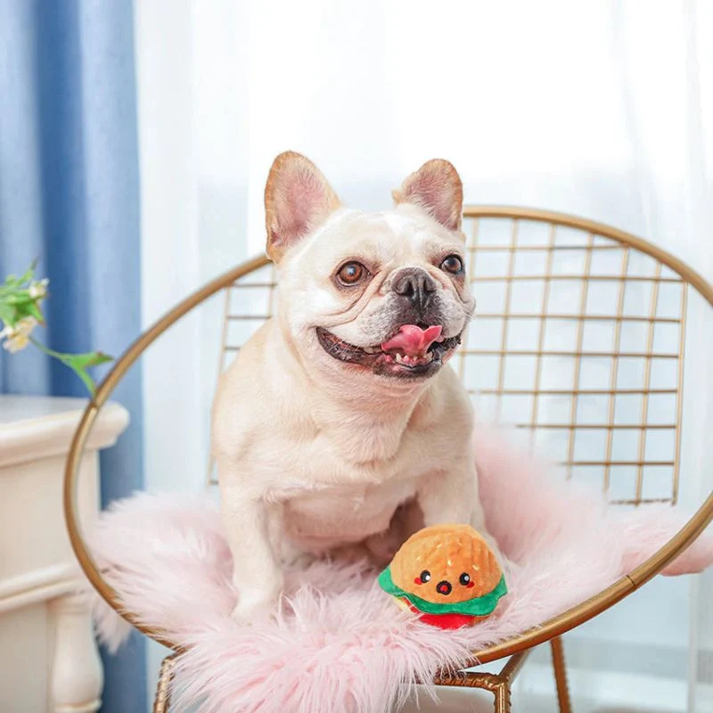 PELUCHE AVEC BALLE POUR CHIEN - HAMBURGER 🍔