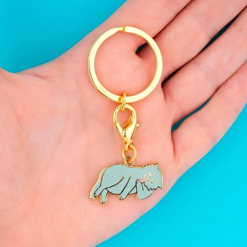 PORTE-CLÉ MÉDAILLE - CHAT GRIS