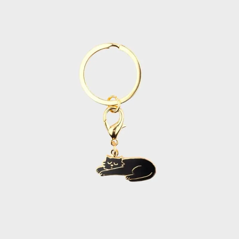 PORTE-CLÉ MÉDAILLE - CHAT NOIR