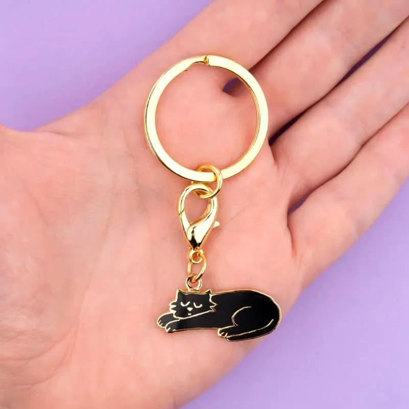 PORTE-CLÉ MÉDAILLE - CHAT NOIR