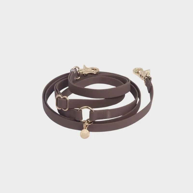 LAISSE POUR CHIEN MULTIPOSITIONS 4 EN 1 CONVERTIBLE WATERPROOF - MARRON ESPRESSO