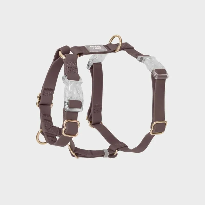HARNAIS POUR CHIEN WATERPROOF - MARRON ESPRESSO *BOUCLES TRANSPARENTES*
