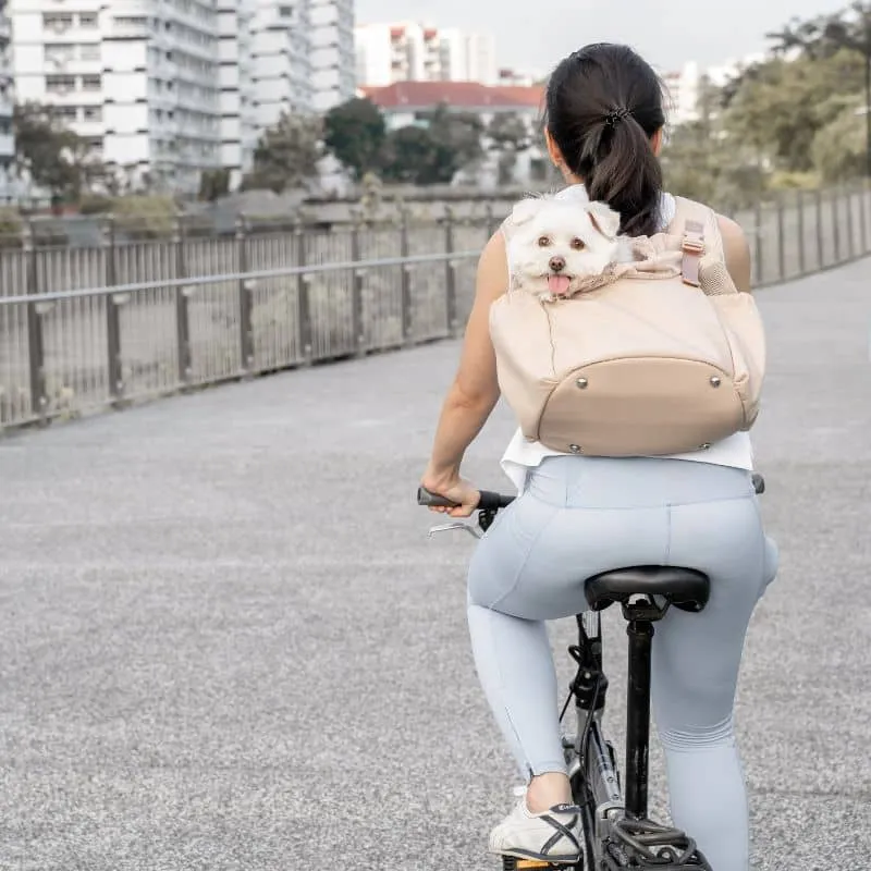 SAC DE TRANSPORT POUR CHIEN POUVANT ÊTRE PORTÉ À L’AVANT OU AU DOS - BEIGE SABLE
