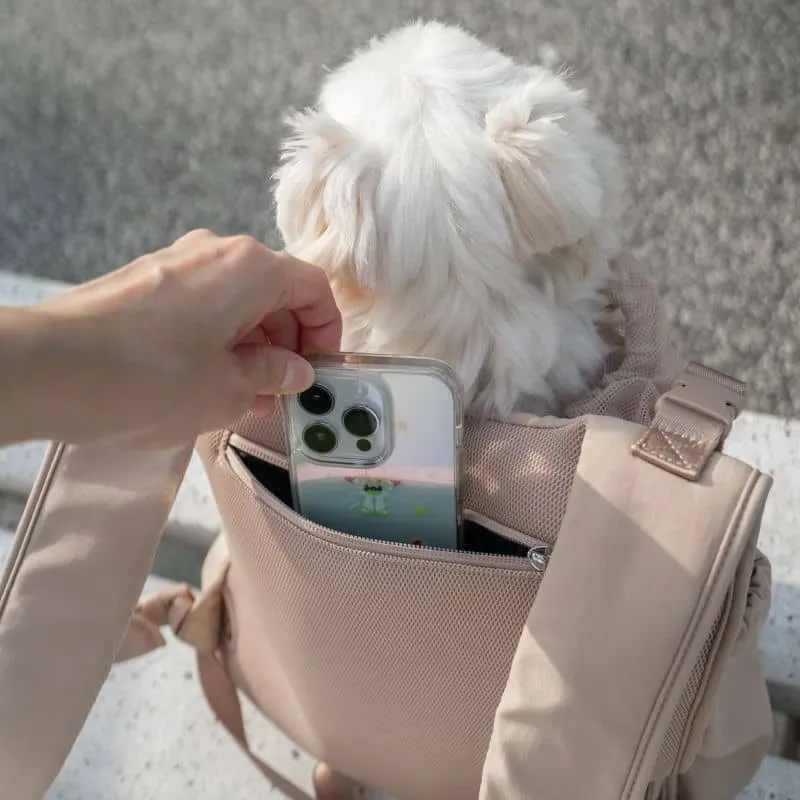 SAC DE TRANSPORT POUR CHIEN POUVANT ÊTRE PORTÉ À L’AVANT OU AU DOS - BEIGE SABLE