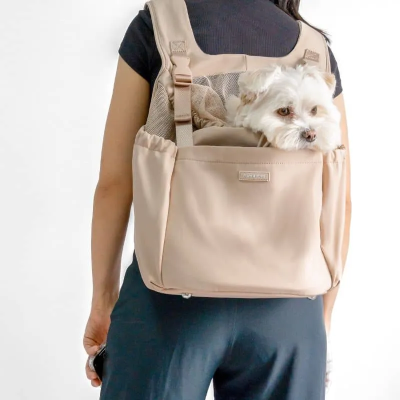 SAC DE TRANSPORT POUR CHIEN POUVANT ÊTRE PORTÉ À L’AVANT OU AU DOS - BEIGE SABLE