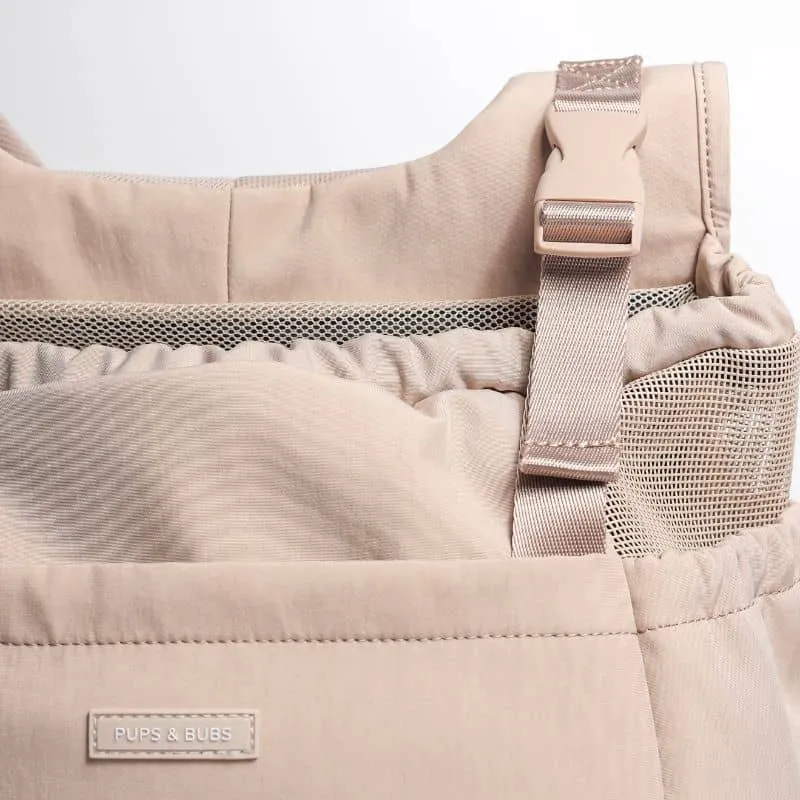 SAC DE TRANSPORT POUR CHIEN POUVANT ÊTRE PORTÉ À L’AVANT OU AU DOS - BEIGE SABLE