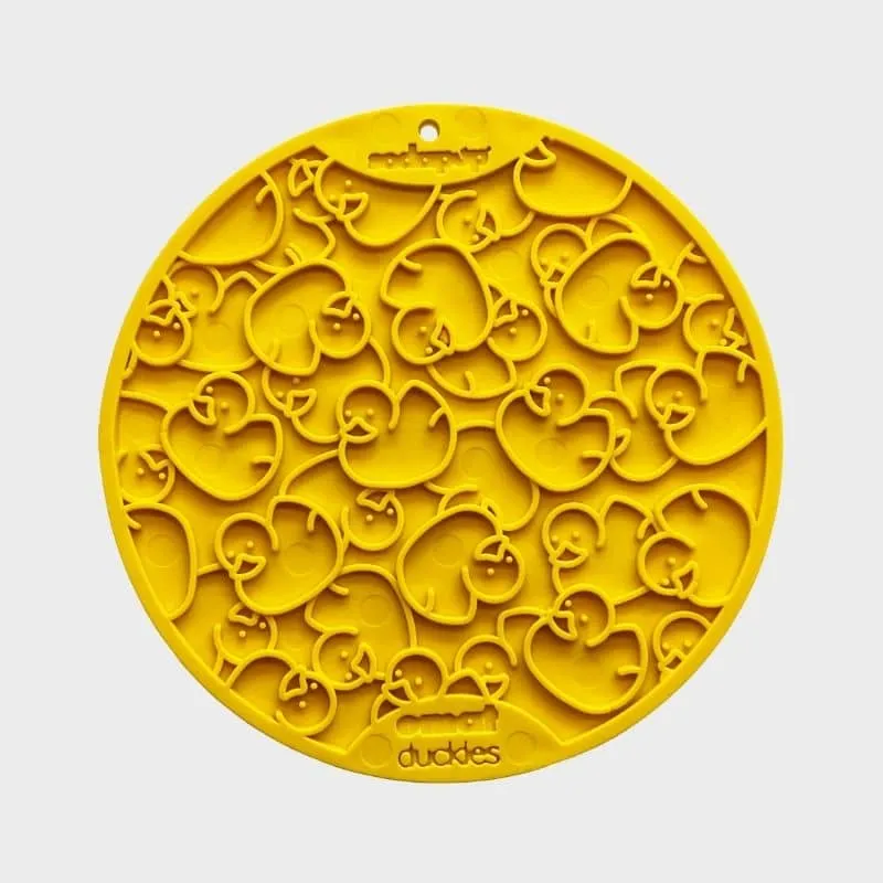 TAPIS DE LÉCHAGE AVEC VENTOUSES POUR CHIEN ET CHAT - MOTIF CANARD JAUNE 🛀