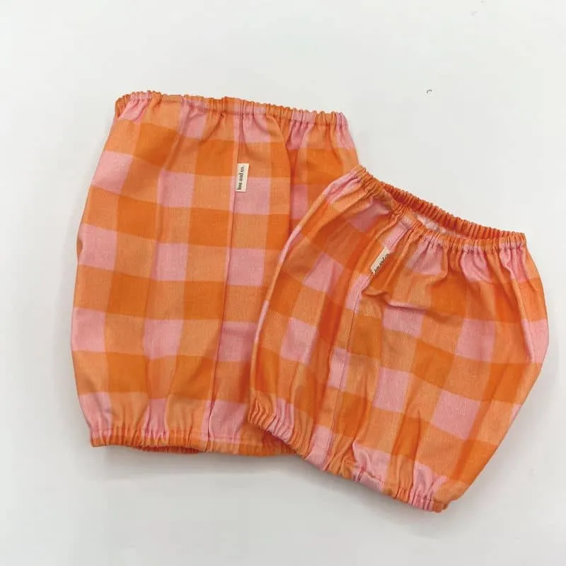 SNOOD POUR CHIEN EN COTON - CARREAUX ROSE ET ORANGE