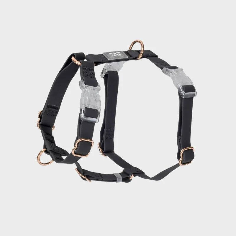 HARNAIS POUR CHIEN WATERPROOF - NOIR *BOUCLES TRANSPARENTES*