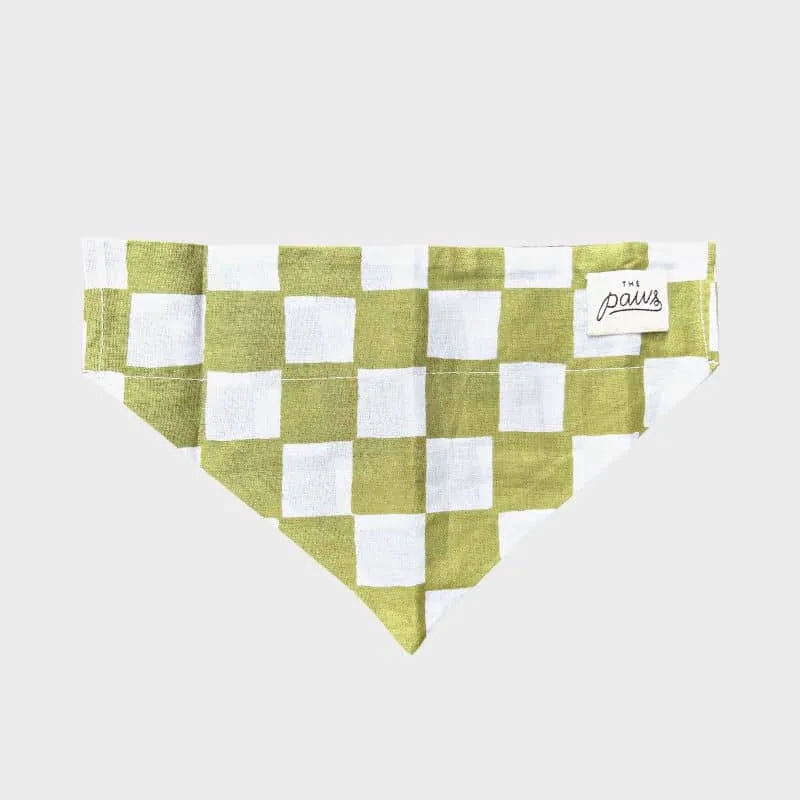 BANDANA POUR CHIEN À GLISSER SUR COLLIER - CHECKMATE VERT