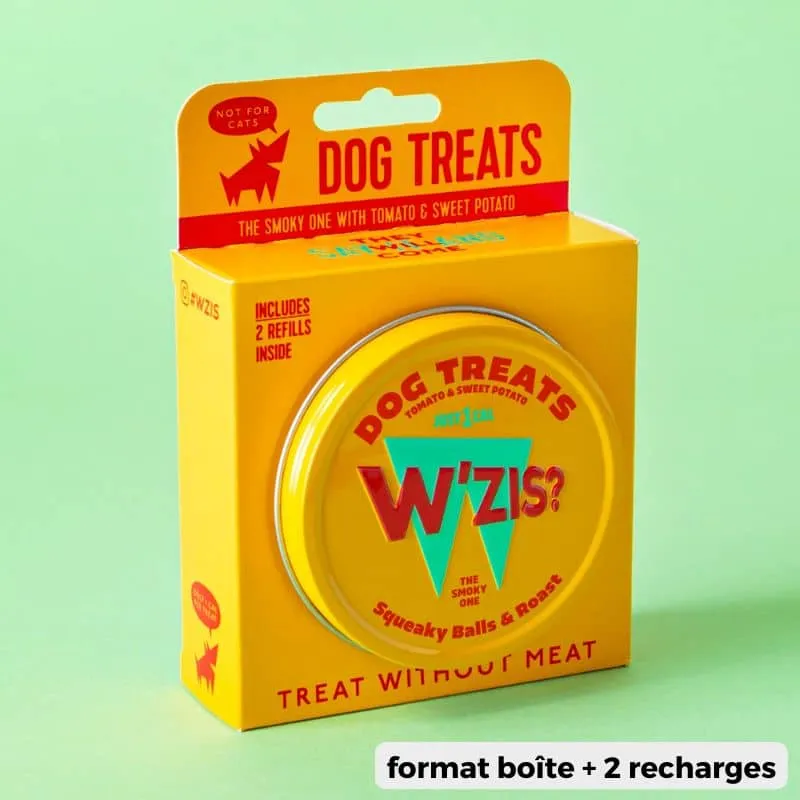 FRIANDISES VEGAN POUR CHIEN SQUEAKY BALLS & ROAST * VG BACON (3 FORMATS DISPO)