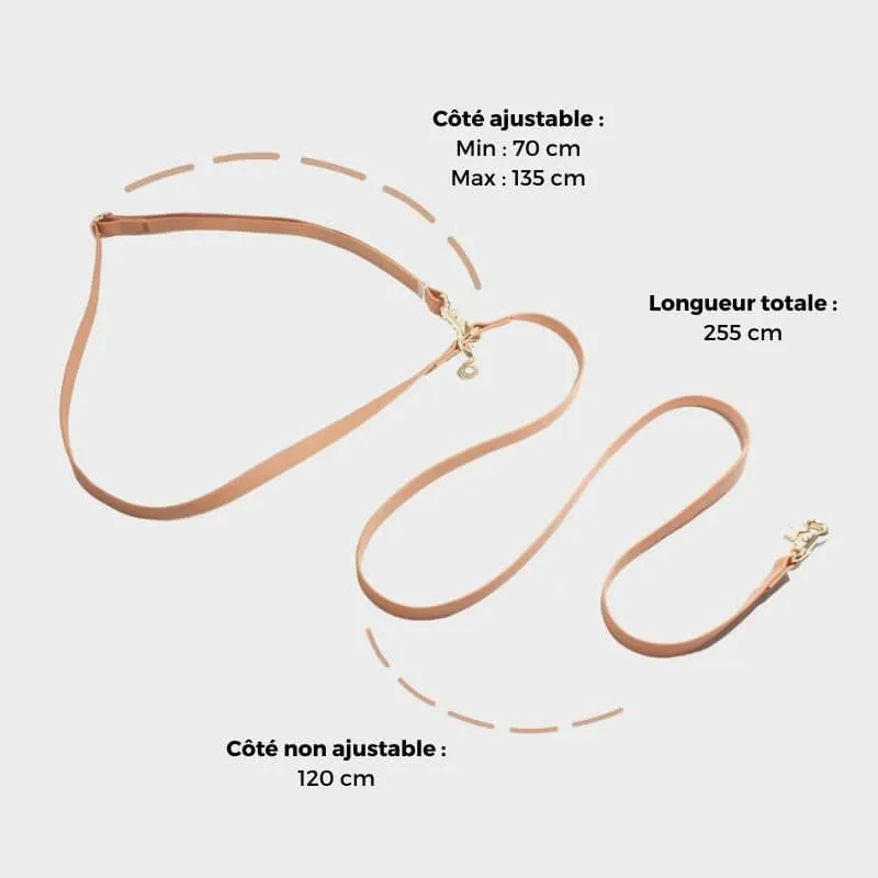 LAISSE POUR CHIEN MULTIPOSITIONS 4 EN 1 CONVERTIBLE WATERPROOF - MARRON CHAI
