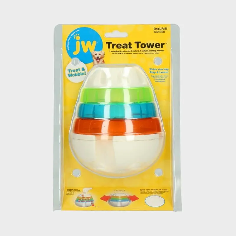 JOUET D’OCCUPATION DISTRIBUTEUR DE FRIANDISES OU DE CROQUETTES POUR CHIEN - JW TREAT TOWER (2 TAILLES DISPO)