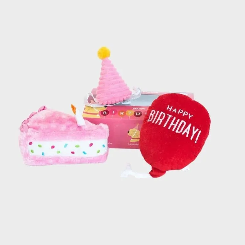 KIT PELUCHES ANNIVERSAIRE POUR CHIEN - ROSE 🎈🎂🥳