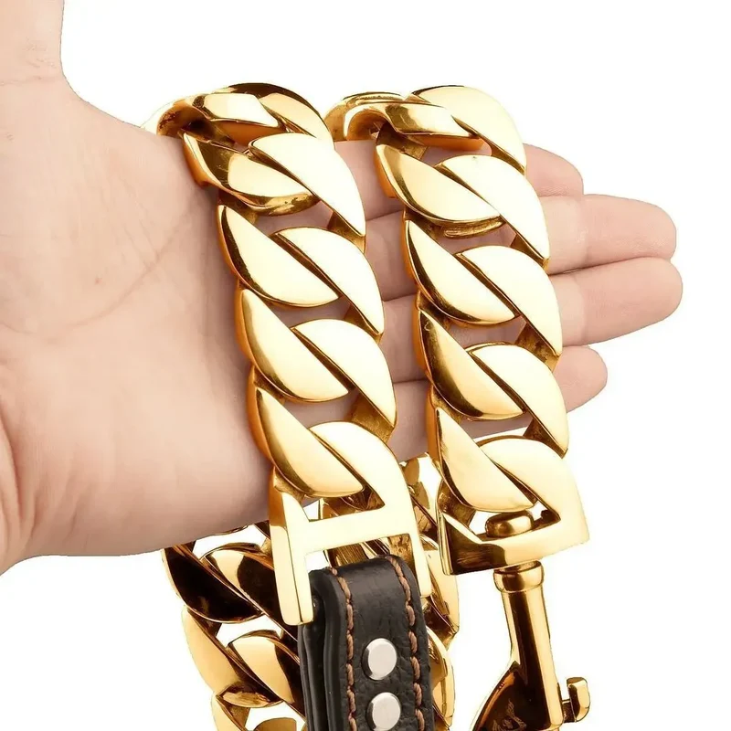 Laisse Chaîne Acier Inoxydable Luxe Gros Chien