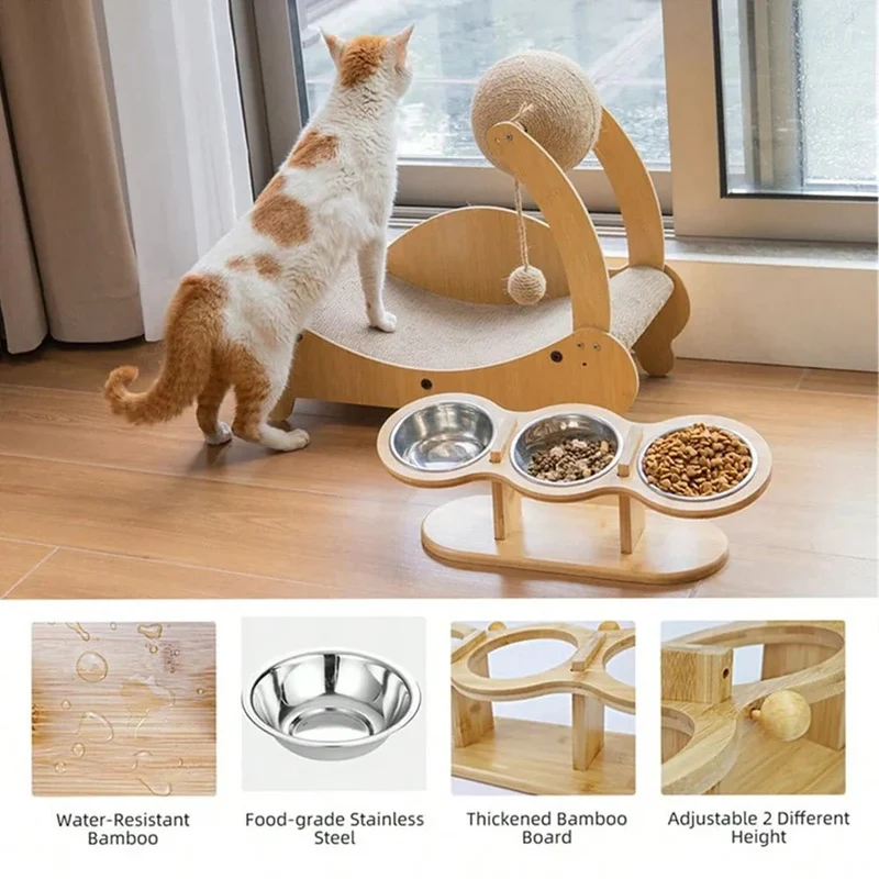 Support Gamelle Bois Surélevé Gros Chien
