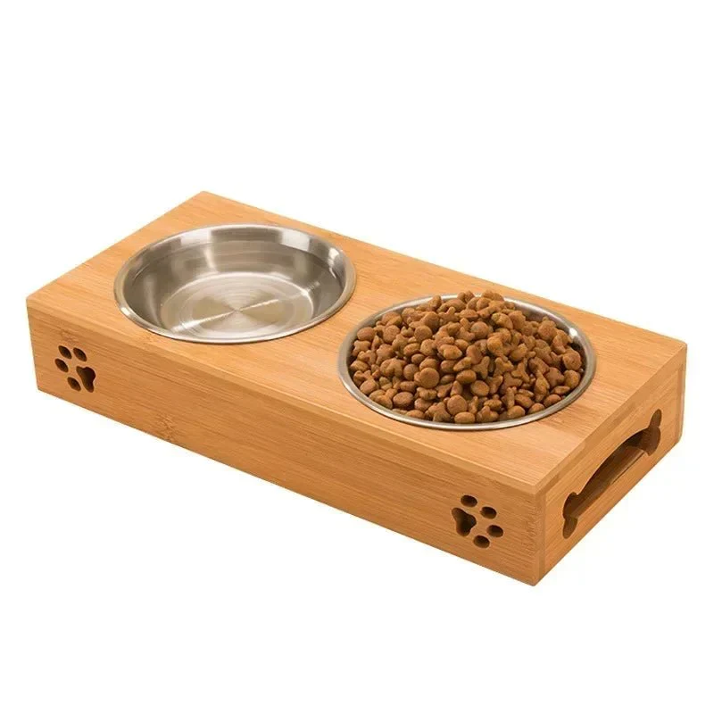 Gamelle Surélevée Bambou Inox Confort Molosse
