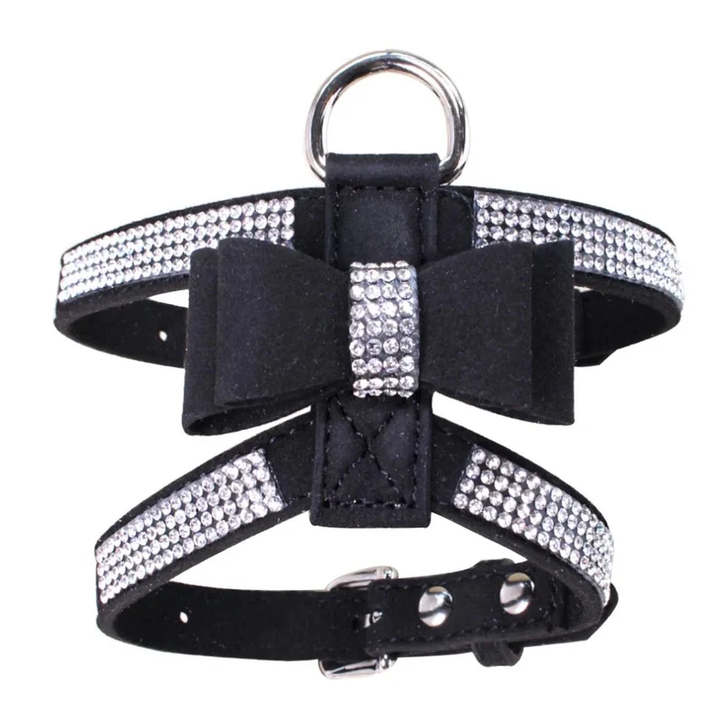 Harnais Simili Cuir Paillettes Strass Petit Chien