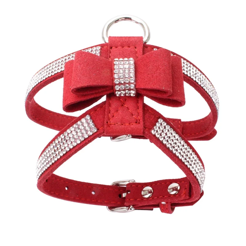 Harnais Simili Cuir Paillettes Strass Petit Chien