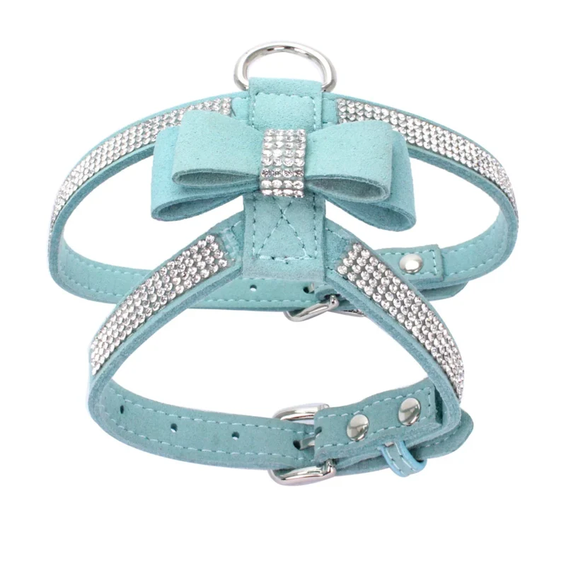 Harnais Simili Cuir Paillettes Strass Petit Chien