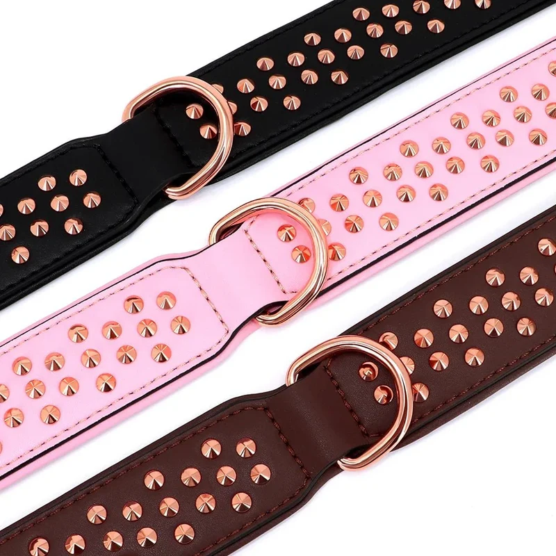 Collier Cuir Clouté Tendance Gros Chien