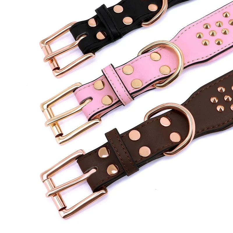 Collier Cuir Clouté Tendance Gros Chien