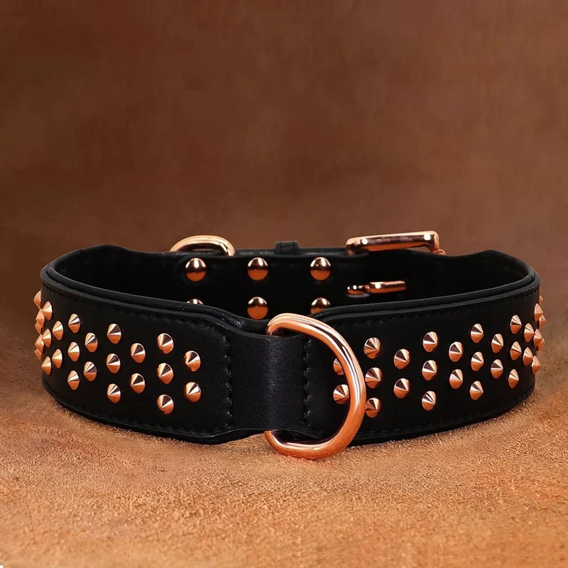 Collier Cuir Clouté Tendance Gros Chien