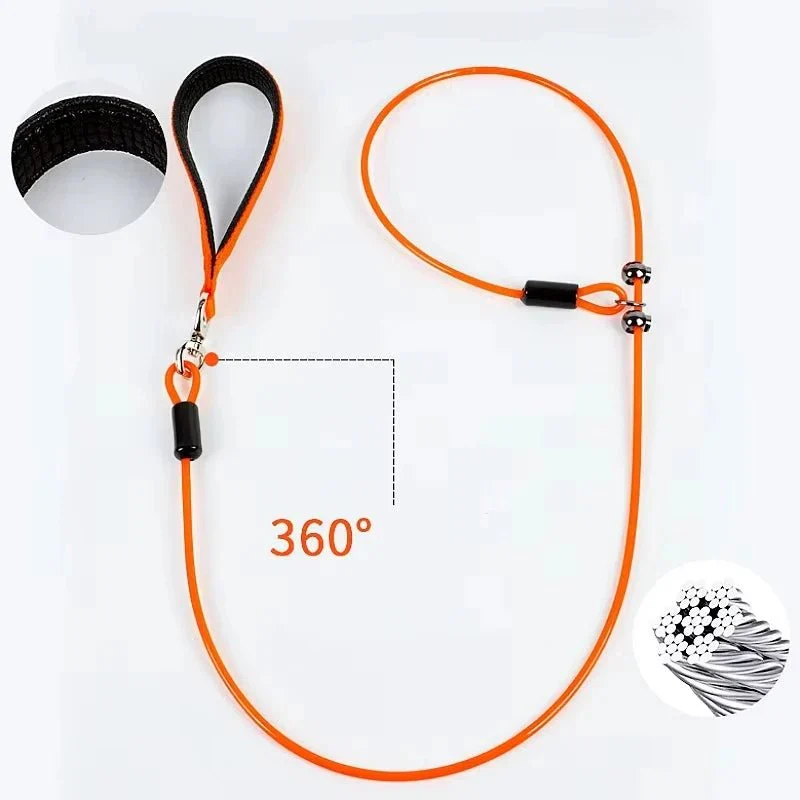 Laisse Lasso Acier Gainé Chasse Dressage