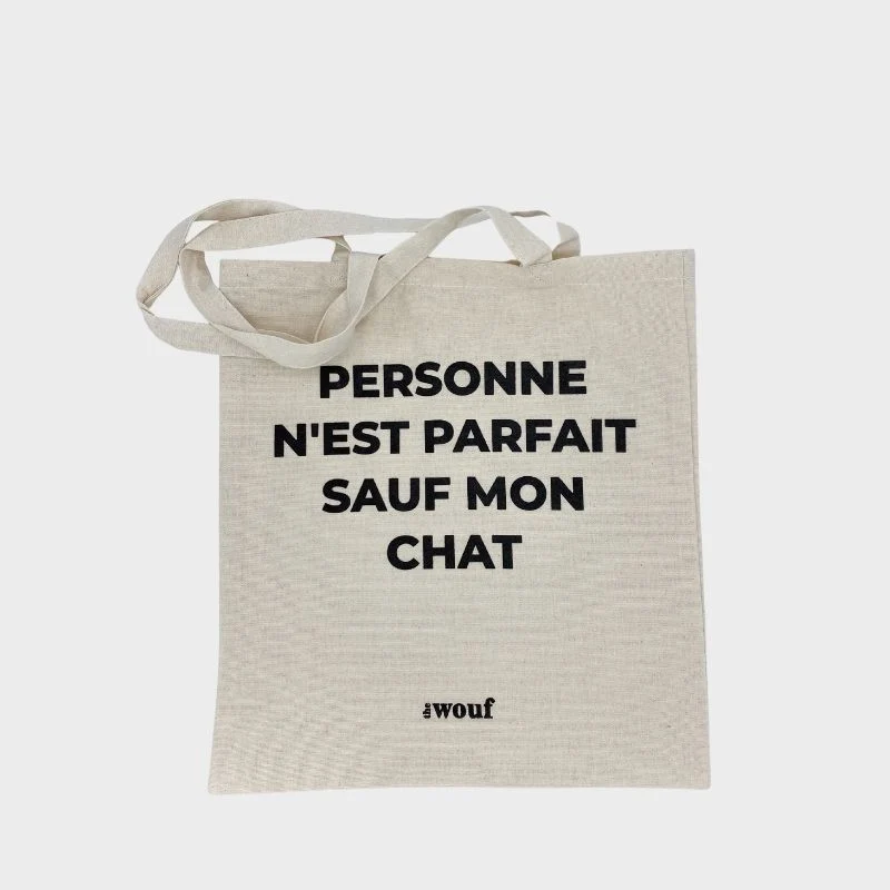 TOTE BAG THE WOUF "PERSONNE N'EST PARFAIT SAUF MON CHAT"