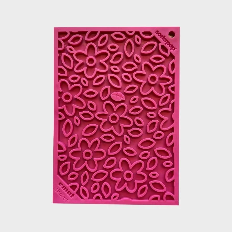 TAPIS DE LÉCHAGE ET D’OCCUPATION COMPACT POUR CHIEN ET CHAT - MOTIF FLEURS ROSE 🌸