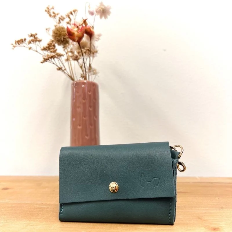 DISTRIBUTEUR DE SACS À DÉJECTION EN CUIR - VERT FONCÉ