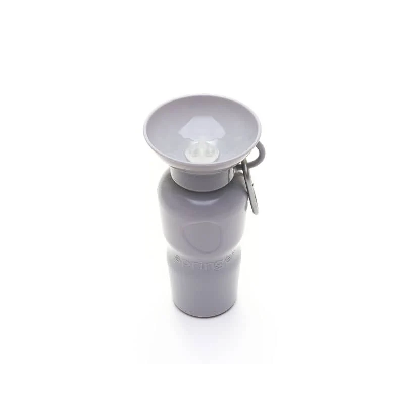 GOURDE PORTABLE POUR CHIEN AVEC RÉSERVOIR D'EAU - GRIS (TAILLE L - 650ML)