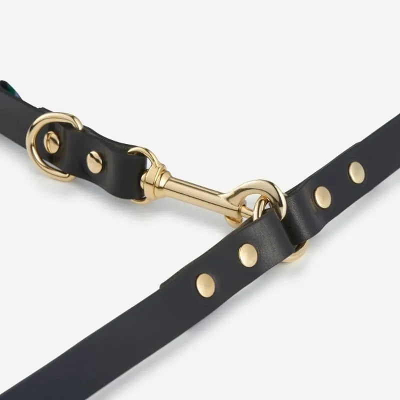 LAISSE MULTIPOSITIONS EN CUIR POUR CHIEN (4 POSITIONS) - NOIR
