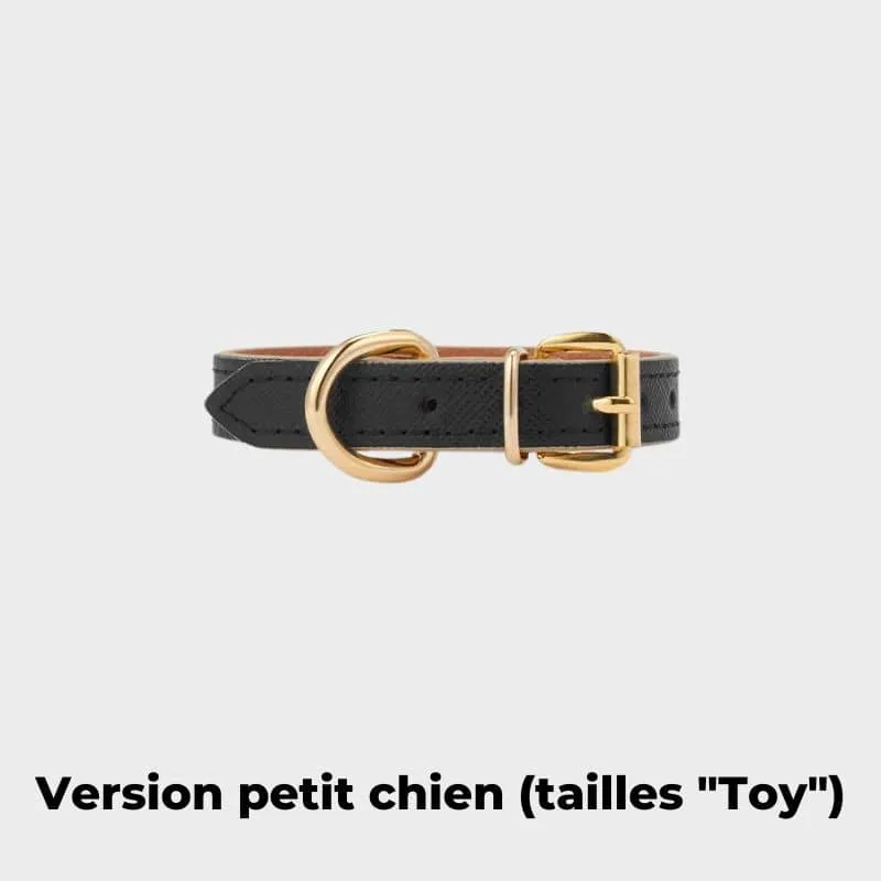 COLLIER EN CUIR POUR CHIEN - NOIR
