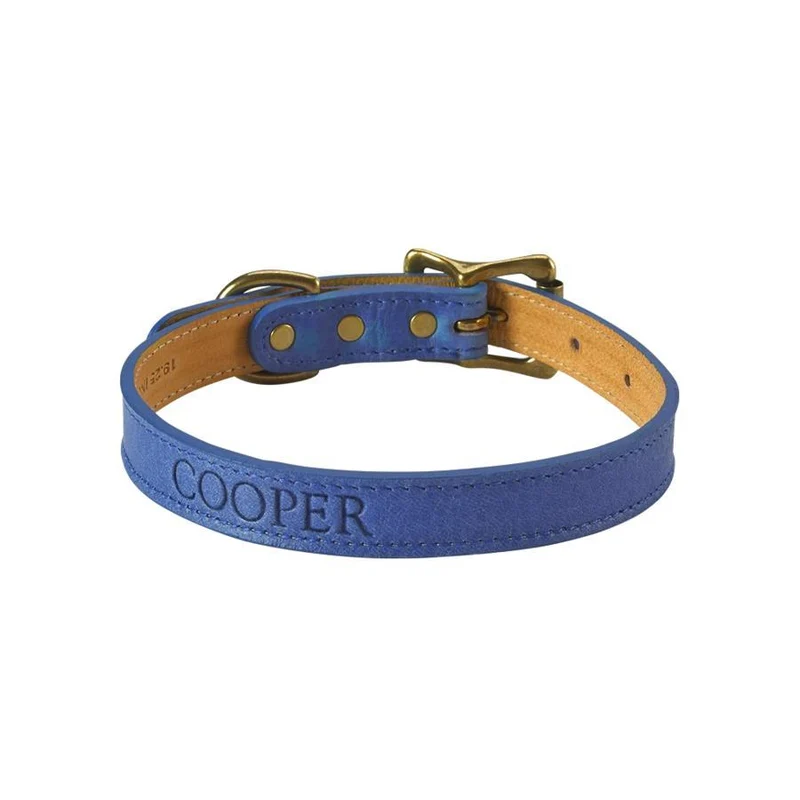 Italian Leather "Small" Dog Collar - Personalized