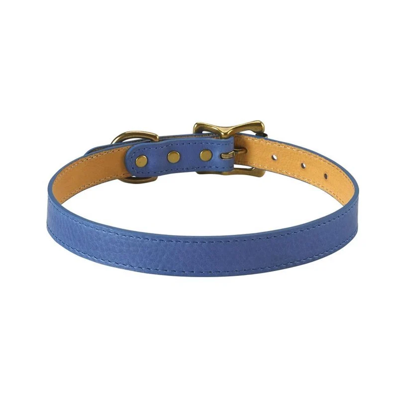 Italian Leather "Medium" Dog Collar - Personalized