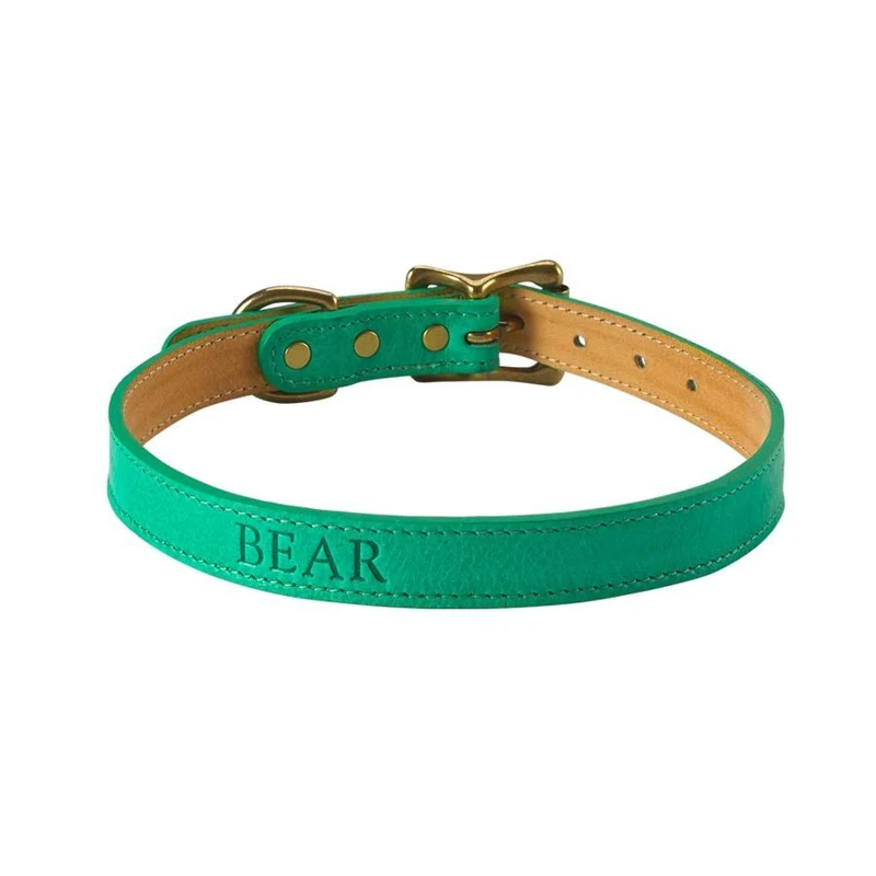 Italian Leather "Medium" Dog Collar - Personalized