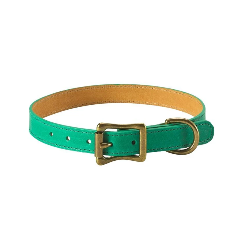 Italian Leather "Medium" Dog Collar - Personalized