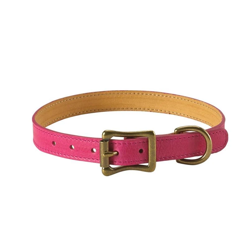 Italian Leather "Medium" Dog Collar - Personalized