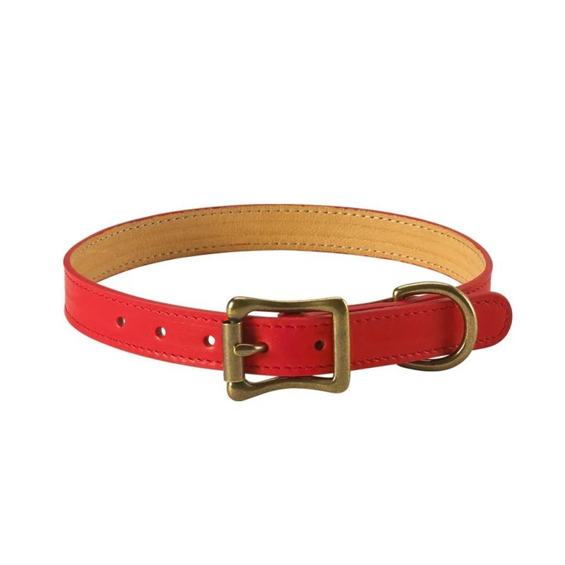 Italian Leather "Medium" Dog Collar - Personalized