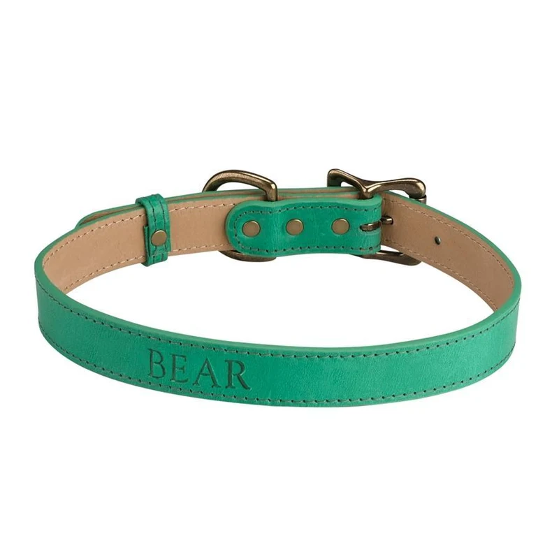 Italian Leather "Large" Dog Collar - Personalized