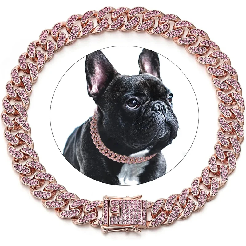 Collier Gourmette Strass Chien Luxe