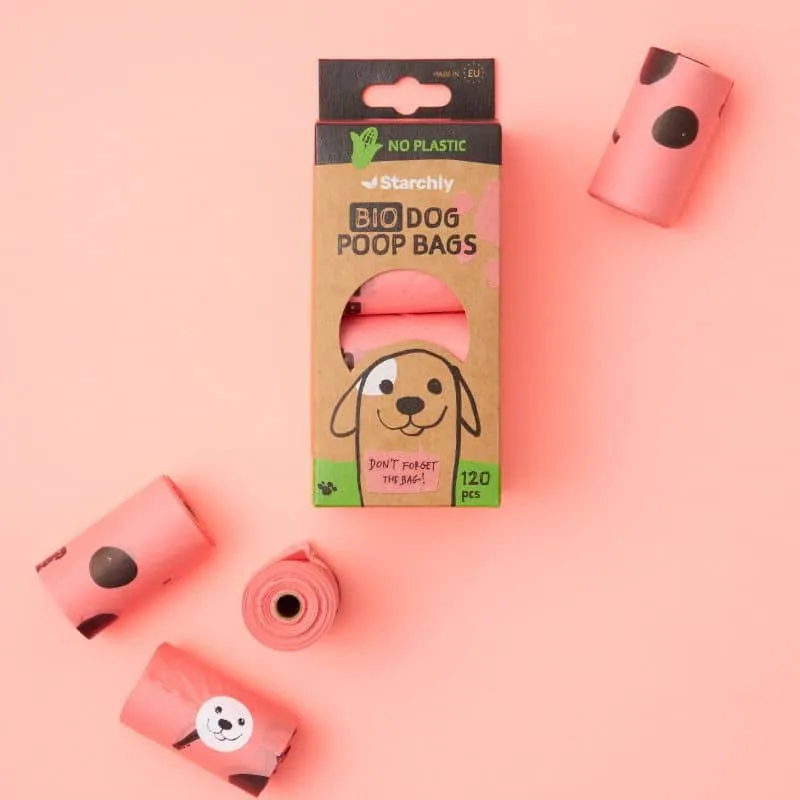 💩 BOITE DE 8 ROULEAUX DE SACS À DÉJECTIONS COMPOSTABLES POUR CHIEN (120 SACS) - 5 COULEURS DISPOS
